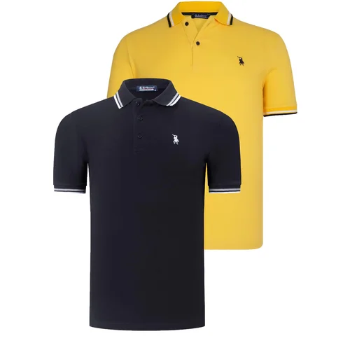 Dewberry DUAL SET T8594 MENS T-SHIRT-BLACK-YELLOW