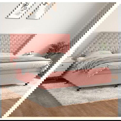 VidaXL Box spring postelja z vzmetnico roza 160x200 cm zamet Slike