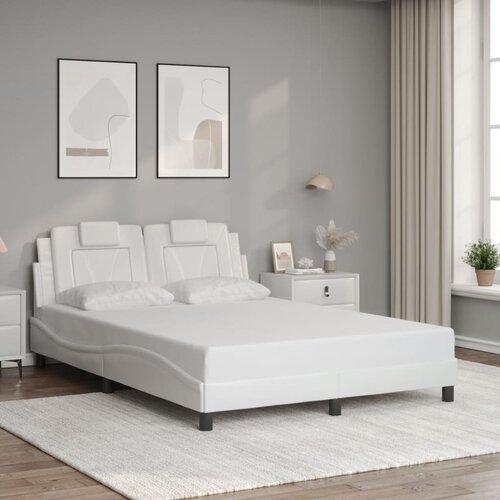  The Living Store Posteljni okvir z vzglavjem bela 120x200 cm umetno usnje - Posteljni Okvir, (21450520) Slike