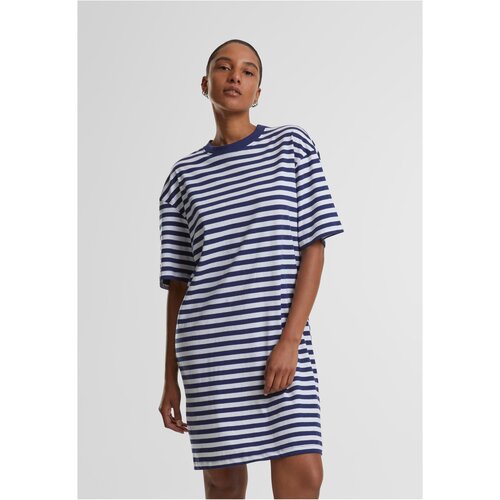 Urban Classics Women&amp;#039;s striped dress oversized white/navy blue Slike