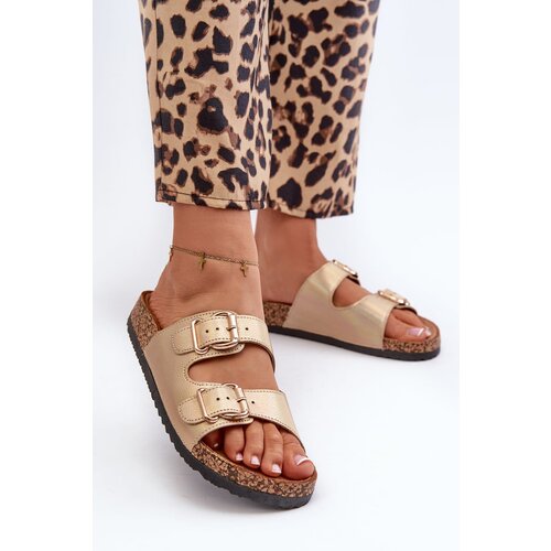 Kesi Fronila women&amp;#039;s slippers with gold buckles Slike