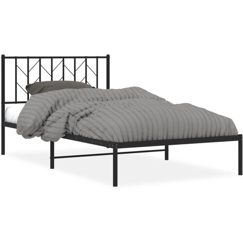 Maison Chic Kovinski Posteljni okvir - Enojna postelja - Postelja za odrasle z vzglavjem črn 107x203 cm, (21694182) Slike