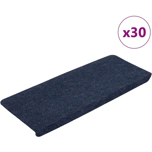 VidaXL Preproge za stopnice samolepilne 30 kosov modra 65x24,5x3,5 cm Slike