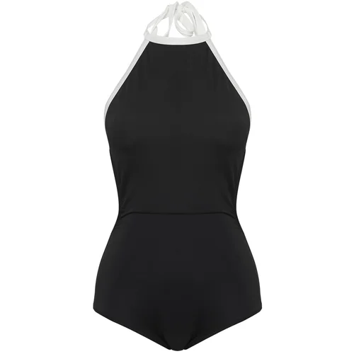 Trendyol Black Barbell Neck Piping Swimsuit