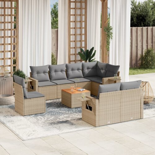 vidaXL 9-dijelni set vrtnih sofa s jastucima bež od poliratana Cijene