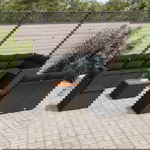 VidaXL 9-dijelni set vrtnih sofa s jastucima crni od poliratana Slike