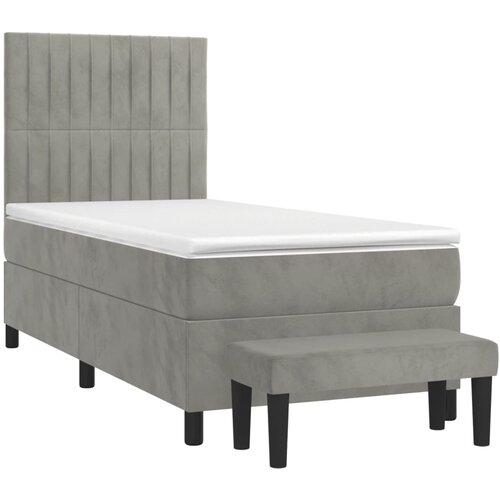 Box spring krevet s madracem svjetlosivi 90x190 cm bar&amp;scaron;unasti Slike