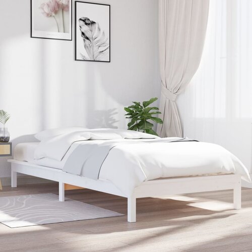 The Living Store Posteljni okvir bel 90x190 cm trdna borovina - Posteljni Okvir, (21531444) Cene