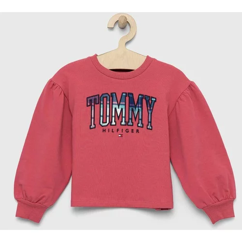 Tommy Hilfiger Otroški pulover roza barva