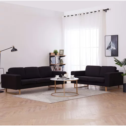  2-dijelni set sofa od tkanine crni