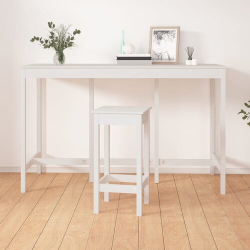VidaXL Barska miza bela 180x80x110 cm trdna borovina Slike