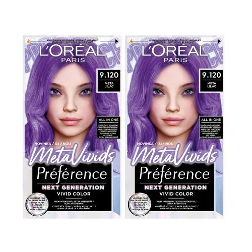 L'Oréal Paris Préférence Meta Vivids Set 2x boja za kosu 75 ml Nijansa 9.120 Meta Lilac za ženske