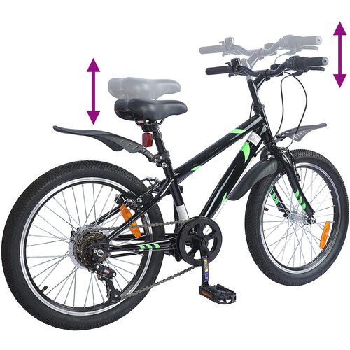  Dječji Bicikl 20 Inča 6-Speed za djecu od 6 do 11 godina Crna Slike
