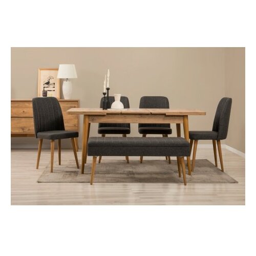 Hanah home vina 03 1053 atlantic pine anthracite (produžni trpezarijski sto, stolice i konzola set (7 komada) Cene