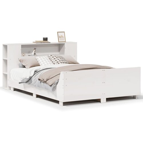 Maison Chic Posteljni Okvir - Dvoposteljna postelja brez vzmetnice bel 120x190 cm trdna borovina, (22082182) Cene