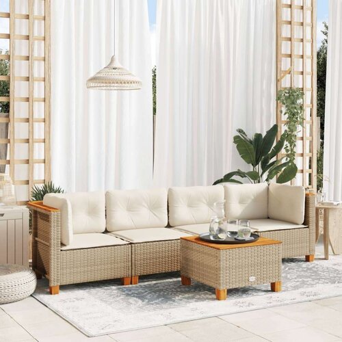 vidaXL 5-dijelni vrtni set sofa s jastucima bež od poliratana Cijene