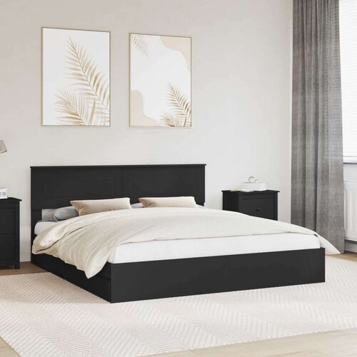  Okvir za krevet Crna 200 x 200 cm Konstruirano drvo Cene