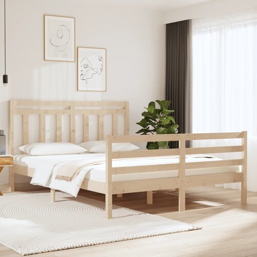  The Living Store Posteljni okvir iz trdnega lesa 140x190 cm - Posteljni Okvir, (21454228) Slike