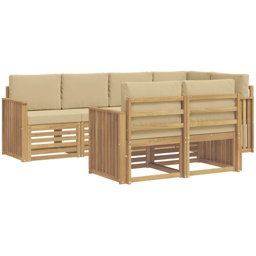  Set vanjskih sofa 7 kom. Bijela i bež Poliester 247 x 128,5 x 73 cm Slike