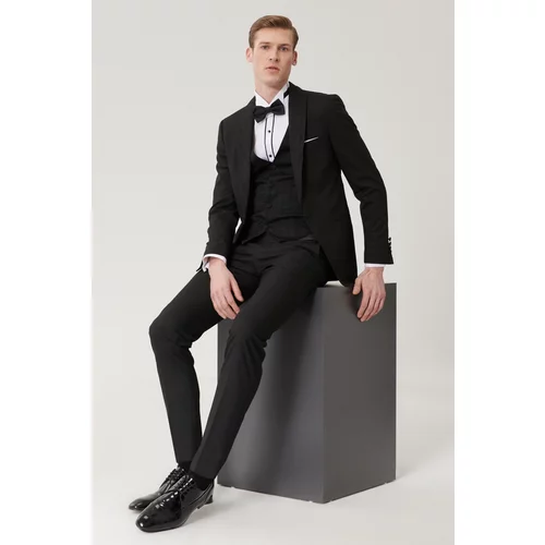 ALTINYILDIZ CLASSICS Men's Extra Slim Fit Slim Fit Tuxedo Groom Suit with Vest