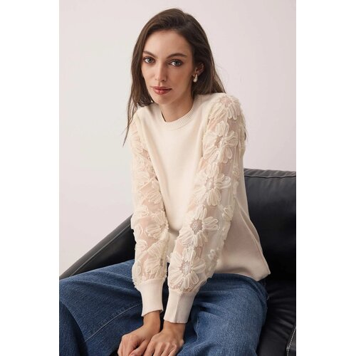 TRENDYOLMILLA ženski duks Twoaw26Kz00164, ecru-ecru Cene