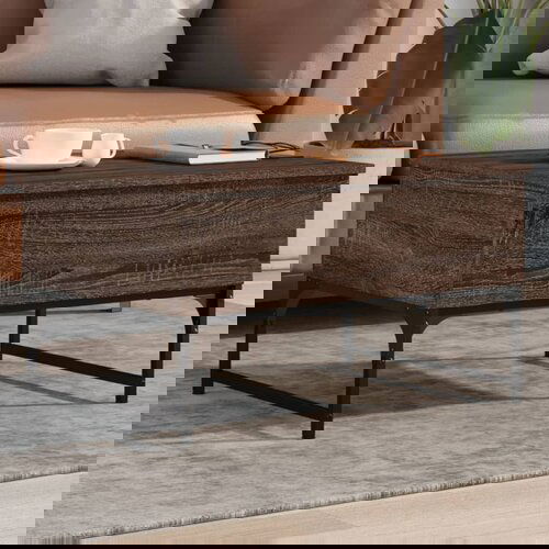 VidaXL Stolić za kavu smeđa boja hrasta 70x50x40 cm od drva i metala Slike