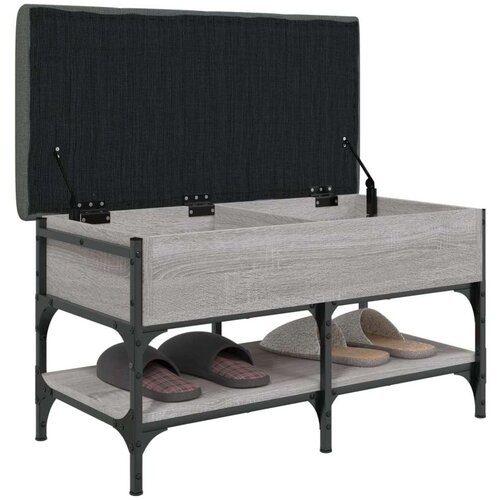  Klupa za cipele siva boja hrasta 82x42x45 cm konstruirano drvo Slike