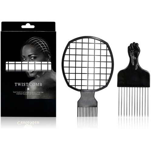 INF Afro glavnik za pobiranje las, afro glavnik s širokimi zobmi Black, (21543733) Cene