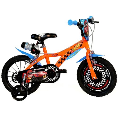 Dino Bikes Hot Wheels 14&rdquo; dječji bicikl s držačem za bocu i pomoćnim kotačićima u narančasto-crnoj boji &ndash; bicikl Cijene