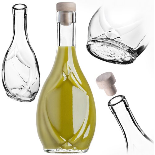KADAX Icona steklena steklenica 250 ml za vino, likerje, sokove, likerje, mesečino s pluto, (5000355317) Cene