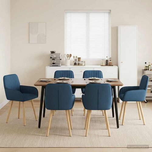  Trpezarijske stolice 6 pcs Tkanina Plava 56,5 x 50 x 87,5 cm Cene