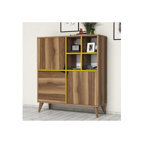 Hanah home Pulse Walnut Yellow komoda Slike