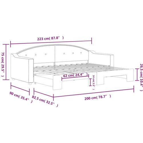  Dnevni krevet na razvlačenje smeđesivi 80 x 200 cm od tkanine Slike