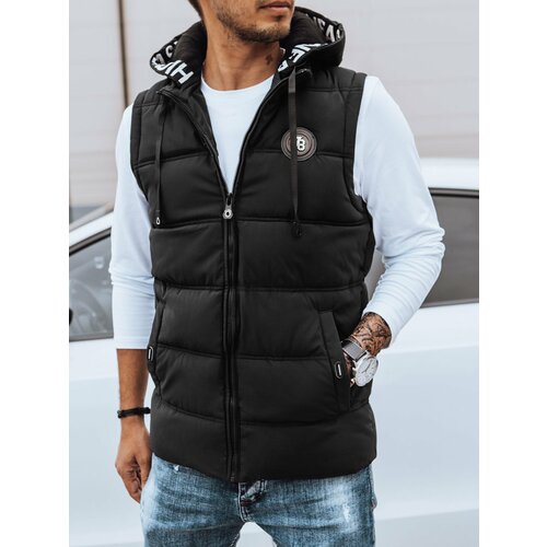 DStreet Men's quilted vest with hood black Cene