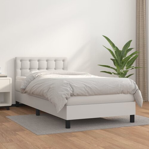 The Living Store Box spring postelja z vzmetnico bela 80x200 cm umetno usnje - Box Spring Postelja, (21519331) Slike