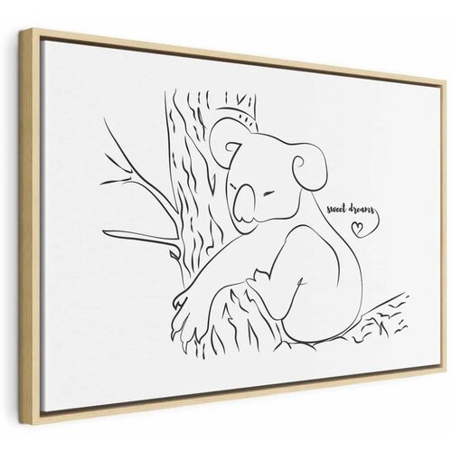  Slika - Quiet Charm of Nature (1-part) - Sleeping Koala in Black and White 90x60 U prirodnom drvenom okviru Cene