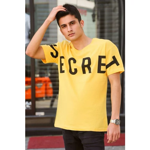 Madmext Printed Yellow T-Shirt 3034