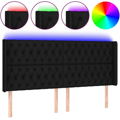 Maison Chic led posteljno vzglavje - vzglavna omarica - nočna omarica črno 203x16x118/128 cm blago, (21712089) Slike