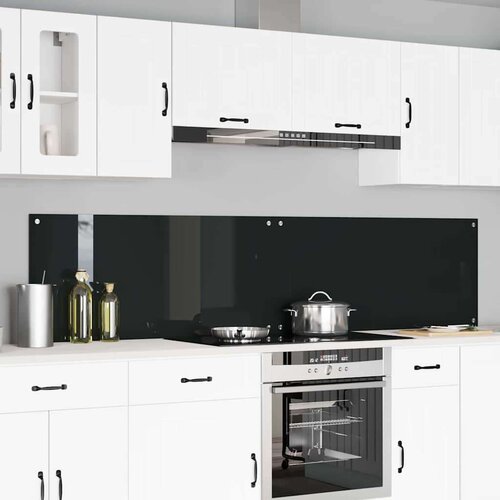 VidaXL Za&amp;scaron;čita za kuhinjo 2 pcs Črna 110 x 50 cm kaljeno steklo Slike