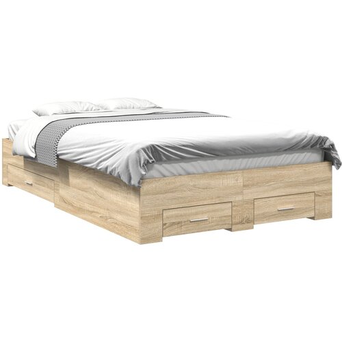 VidaXL Posteljni okvir Sonoma hrast 140x200 cm iz vezanega lesa Slike