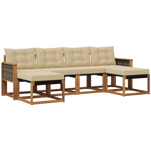vidaXL Zunanja garnitura za sedenje z blazino 6 pcs Naravna in bež, (5000282014) Cene