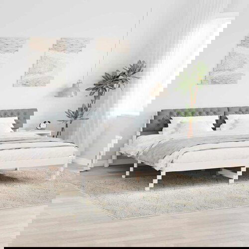 vidaXL Okvir kreveta s uzglavljem Bijela i svijetlosiva 200 x 200 cm Cene