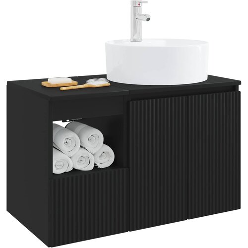 Set namje&amp;scaron;taja za kupaonicu 2 kom. Crna Konstruirano drvo 49,5 x 44,5 x 82 cm Slike