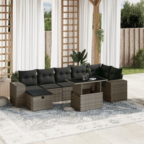vidaXL 8-dijelni set vrtnih sofa od poliratana s jastucima sivi Cijene