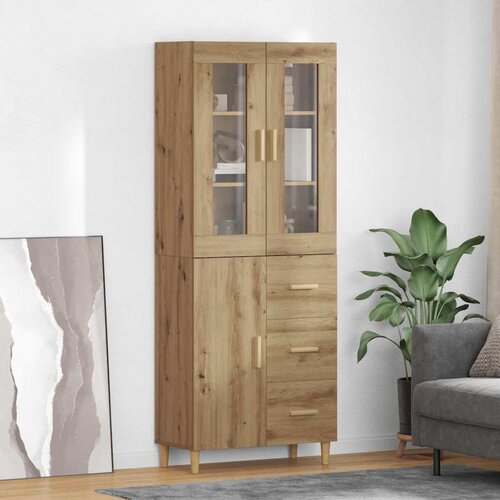 vidaXL Visok predalnik Umetni hrast 69,5 x 34 x 180 cm Konstruiran les Cene