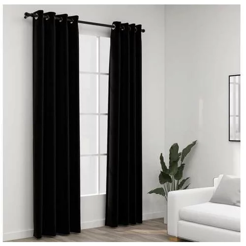  Zatemnitvene zavese z obročki 2 kosa črne 140x245 cm