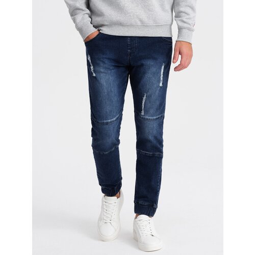Ombre Men's marbled JOGGER pants with rubbing - dark blue Cijene