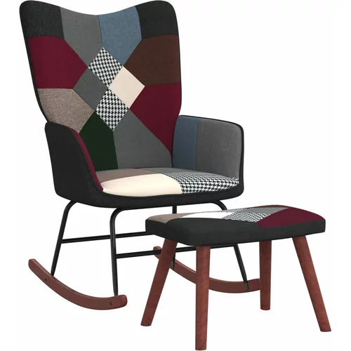 vidaXL stolica za ljuljanje s osloncem za noge patchwork od tkanine