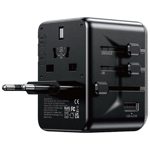 WEKOME WP-U69 Univerzalni Strujni GaN punjač, 5-porta USB (3.0 i 4 x 3.1 tipC-EU/UK/AU/US/JAP) 65W, crni Cene