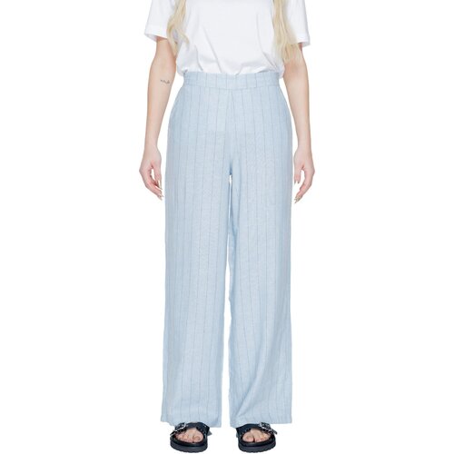 Vero_Moda Lahkotne hlače &amp;amp; Harem hlače Vmmindy Mw Wide Pinstripe Linen 10304667 Modra Slike
